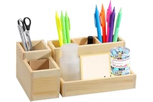 Lvjkes 2 Stück Schreibtisch organizer holz kit, Desk organizer 6 Fächer Große Kapazität, Stiftehalter holz, Lagerung in Fächern, Robuste Konstruktion, für Büros, Wohnungen, Schulen, Geschäfte