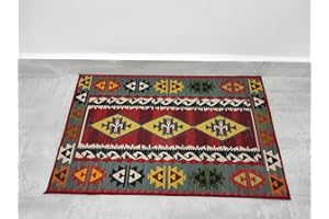 COMERCIAL CANDELA FELPUDOS Y ALFOMBRAS Alfombras Cocina Lavable Antideslizante Alfombrilla de Goma Base TPR Alfombra de Baño Alfombrillas Cocina (40_x_60_cm, Motivos Indios Rojo)