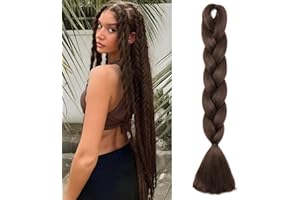 Benehair Braiding Hair Long Braids Extensions Hair 24 Inches Colorful Synthetic Hair for Braid Human Braiding Hair Brown Hair Extensions for Women(Brown, 100g)