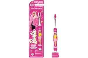 NATURAVERDE Kids -Barbie Spazzolino Manuale a Setole Morbide, Design Divertente per Bambini, Pulizia Delicata