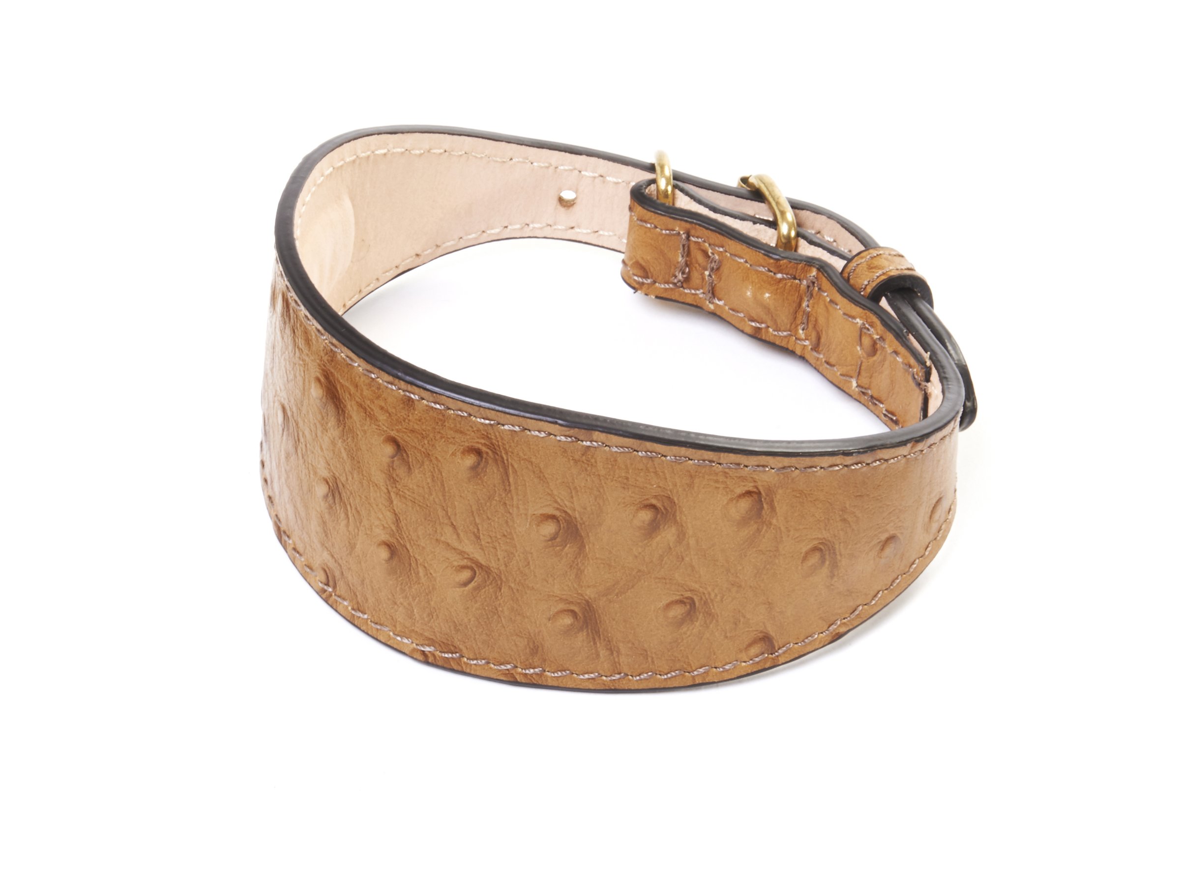 Da Vinci Monnalisa Leather Greyhound Dog Collar with Ostrich Design, 40