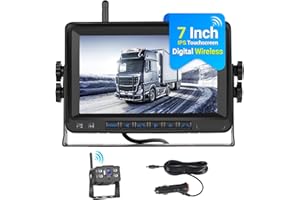 Hikity Cámara de Marcha Atrás Digital Inalámbrica 1080P Kit de Monitorización 7 Pulgadas, Cámara Trasera de Coche Monitor IPS, Cámara de Aparcamiento IP68 Visión Nocturna para SUV Camiones 12-36V
