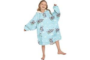 Adisputent Sherpa Hoodie Kinder Unisex Übergroße Hoodie Blanket Hoodie Sweatshirt Weich Warm Kapuzenpullover Poncho TV-Decke mit Größer Tasche für Jungen Mädchen