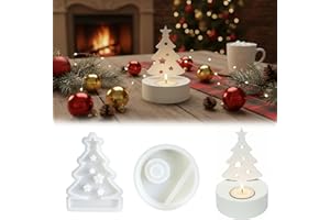 ZOONVII Silikonformen Gießformen Weihnachten, Kerzenhalter Silikonform weihnachten mit Runde Sockel, Weihnachtsbaum Kerzenhalter, Weihnachten kerzenhalter, Gießform weihnachten für DIY Weihnachtsdeko