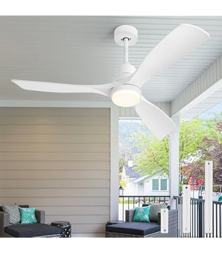 VONLUCE 132cm Plafondventilator met lamp en afstandsbediening | Walnoot | Modern | 52 inch outdoor plafondventilator stille omkeerbare 6 snelheden DC-motor voor slaapkamer patio boerderij woonkamer