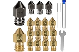 XIN-KYD Boquilla de impresora 3D de acero endurecido, mk8 nozzle,12 boquillas de latón,3 boquillas de acero endurecido,para impresora 3D de 0,4 mm/1,75 mm,Compatible para Makerbot Creality CR-10 Ender 3 5