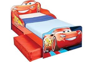 Worlds Apart Disney Cars Lightning McQueen Toddler Bed With Storage + Kinder Flow Fibre Cot Mattress Included