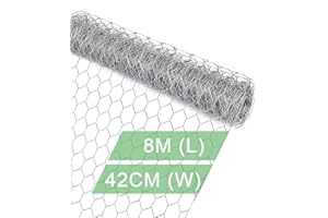 vensovo Galvanized Chicken Wire Mesh - 42CM × 8M Garden Animal Barrier Fence, 1 inch Mesh Fence for Pet,Rabbit,Poultry