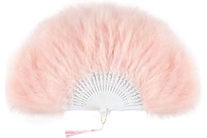 BABEYOND ArtiDeco Años 20 Estilo Vintage Abanico Plegable Flapper Accesorios Abanico de Pluma de Marabú Abanico de Mano