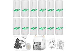 COGNITIVEX 12Pcs 57×25mm Mini Printer Sticker Paper Thermal Roll for Kids Self-Adhesive Photo Camera - Thermal Printer Sticker Rolls