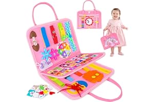 SPLAKS Busy Board, 20 in 1 Toddlers Toys Sensory Toys Activity Board for Learning Fine Motor Skills Preschool Educational Learning Toys Unicorn Gifts For Girls-Unicorn