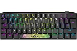Corsair K70 Pro Mini Wireless 60% Teclado mecánico para Juegos con Teclas de policarbonato (Interruptores de Teclas Cherry MX Red, Retroiluminación LED RGB, Resistente Estructura de Aluminio) Negro