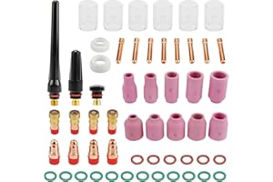 55 PCS TIG Welding Torch Accessories Kit, AIMMIE TIG Welding Torch Supplies, Collet Gasket Back Cap Stubby Gas Lens Pyrex Temperature Resistant O-Rings Alumina Nozzle Accessory Kit for WP-17/18/26