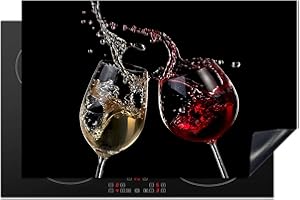 KitchenYeah© Copri Piano Cottura Induzione 80x52 cm Coprifornelli Fornello Proteggi Tutto per la Cucina Fornelli Vino rosso - Vino bianco - Vetro - Nero