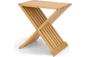 WILLOWYBE Sgabello pieghevole per sauna e doccia, panca in legno di bambù impermeabile, sedile multiuso e sedia per bagno e sauna a vapore