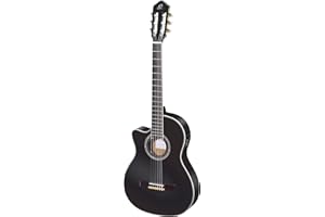 Ortega Guitars RCE145LBK Family Series Pro Left Handed Nylon 6-String Guitar with Spruce Top, Mahogany Body and Pickup