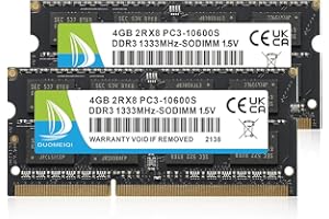 D DUOMEIQI 8GB(2 x 4 GB) DDR3 RAM 1333MHz PC3-10600S SODIMM DDR3 Non-ECC 204 Pin Memory Upgrade Module Laptop Notebook Memoria Kit de Memoria Negro