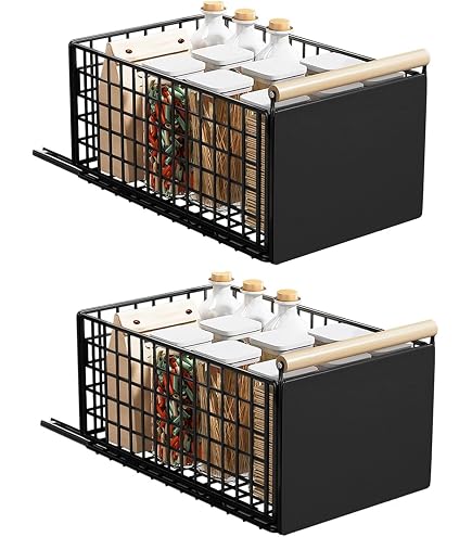 Randaco Cassetti Estraibili Per Cucina | 2 Pezzi Da 50 Cm | Guide Telescopiche Complete | Scaffali In Metallo Cromato | Portata 20kg
