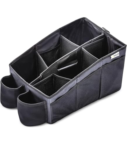 Autostoel Organizer - Opbergtas voor Achterbank en Voorstoel met Veiligheidsgordel Bevestiging, Bekerhouders en Opvouwbare Zakken - Waterbestendige Achterbank Organizer voor Speelgoed, Snacks en ander Gebruiksvoorwerpen
