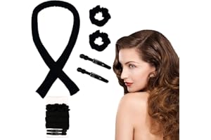 XOPOZON Lockenwickler Locken Ohne Hitze, Rutschfester Hitzefreier Heatless Curls Band mit Haarnadel, New Seidenhaar Lockenwickler, Wellenförmiges Hitzefreies Lockenband das Lhr Haar Nicht Verletzt (Schwarz)