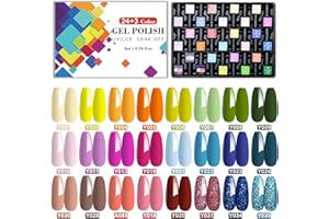 SINZONeu Vernis Semi Permanent, 27 Manucure Nail Art Lot Vernis à Ongles UV LED Nail Polish Soak Off 24 Couleurs Fluorescent Populaire, Base et Top Coat, Matt Coat, 8ml