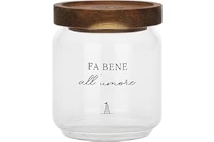 La Porcellana Bianca - Barattolo contenitore zucchero in vetro borosilicato, capacità 400 ml, collezione I Garbati