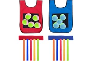 MR.HOKWY Dodgeball Game Set - 2Pcs Kids Dodgeballs Tag Vests with 10 Sport Balls, Dodge ball Games Sticky Balls Outdoor Ball Games for Outdoor/Games/Parties/Parent-Child/Sports