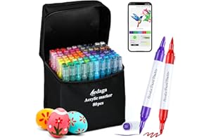 AEDAGA 80 Colours Numbered Acrylic Paint Pens with Free App, Dual Tip Acrylic Paint Markers with Brush Tip and Fine Tip for Adults, Eggs, Wood, Rock, Canvas, Plastic, Stone, Glass, Ceramic