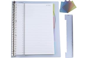 AMO HERMOSO Cuaderno de Espiral A4 con Regla, Cuaderno de Tapas Blandas con Pestaña, Cuaderno de Espiral Recargable, 80gsm, 60 Hojas, 120 páginas, rayado