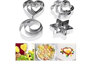 PureBake Cookie Cutters Shapes Baking Set, 12PCS Flower Round Heart Star Shape Biscuit Stainless Steel Metal Molds Cutters for Kitchen Baking Halloween Christmas Small Cookie Cutters