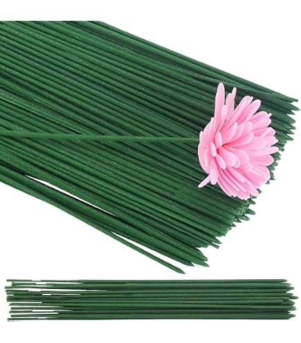 300 Stück Blumendraht 40,6 Cm | 14 Gauge, Grün Umwickelt, Für Floristik Und Bastelarbeiten