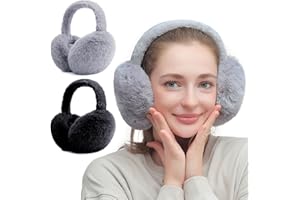 JSTHHTT 2 Orejeras Térmicas Plegables de Peluche para Mujer, Hombre y Niño