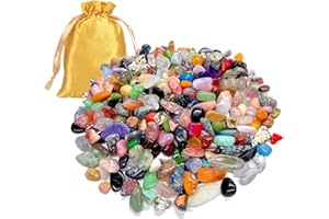 BBIURER Edelsteine Für Kinder, 200g 80 Arten Natürliche Bunte Trommelsteine, 8-15mm Größe, Mit Praktischem Stoffbeutel, Glückssteine für kinder Schatzsuche, Edelsteinspiel, Dekoration, Kindergeburtstage