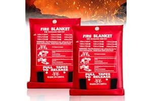 BEHOGAN 2 coperte antincendio, 150 x 150 cm, coperta antincendio in fibra di vetro, coperta antincendio per design di sicurezza accidentale per cucina, camino, barbecue, auto, campeggio, casa, roulotte