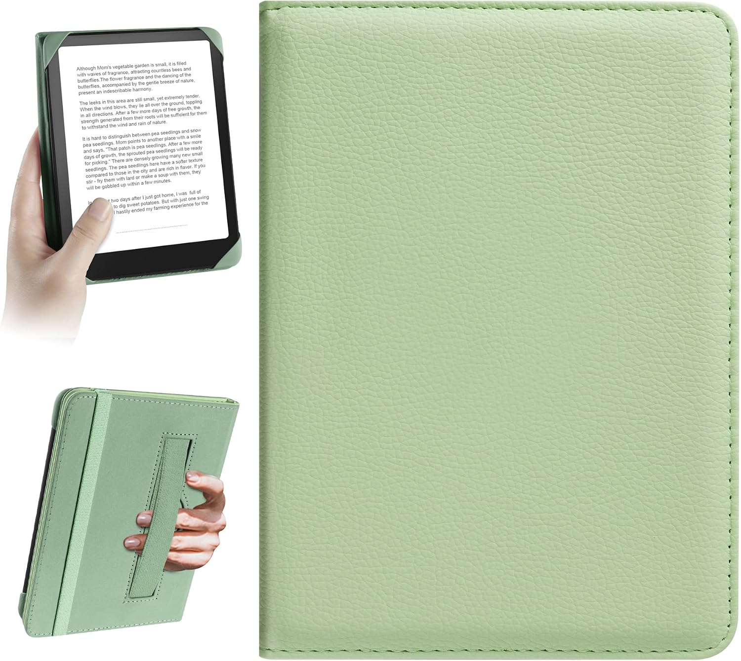 HoYiXi Universal Case for 6 inch Kindle eReader Compatible with Paperwhite(2025/2018)/PocketBook and Tolino/Kobo Clara HD,6" eReader Protective Case Cover Elastic rope,Green