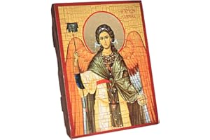 NKlaus Erzengel Gabriel, Christliche Holz Ikone versiegelt 16x12,5cm handarbeit 37037