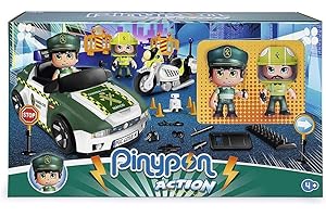 Pinypon Action-700015836 Guardia Civil Coche y Moto, vehículo policía Juguete, Color Verde (Famosa 700015836)