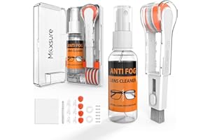 Maxsure Glasses Cleaner, 8 in 1 Glasses Cleaning Kit with Brush & Cleaning Cloth, Portable Eyeglass Repair Kit with Screws & Glasses Nose Pads, Removes Dust Grease and Stains for All Lens, White