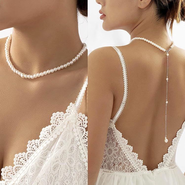 Vnook Chaîne De Corps Collier De Perles For Femmes Collier D'épaule Mode Corps Chaîne Bijoux Spectacle Exagéré Accessoires For Femmes Collier Résistant Tissé à La Main