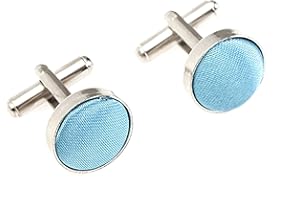 THE TIE COMPANY Plain Satin Solid Colour Classic Silver Metal Cufflinks