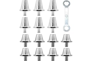 Artanchao 14 Pcs Replacement Long Studs for Nike Puma,Metal Soft Ground Conical Football Studs for 5mm Screw Thread Football Boots,Two Size,11mm*13mm，13mm*15mm