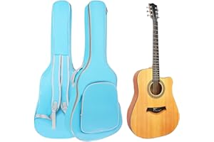 REMAGIC Acoustic Guitar Bag 40 41 Inch, Double Shoulder Adjustable Straps Guitar Case, Waterproof Soft Padded Guitar Gig Bag, Large Capacity Pocket Guitar Backpack for Acoustic Classical Guitar Lover, Blue