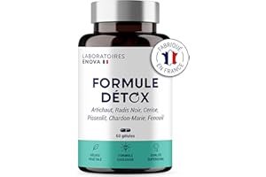 LABORATOIRES ENOVA FORMULE DETOX | Complexe de Plantes : Artichaut Radis noir Queue de cerises Pissenlit Chardon marie | Detoxifiant Foie et Intestin | Detox Colon et Draineur Foie | 60 Gélules