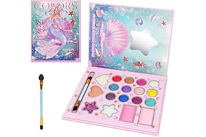 Aomig Zestaw do makijażu dla dzieci, 18 kolorów, zabawka, zmywalny, bezpieczny i nietoksyczny, nadaje się na Halloween, Boże Narodzenie, urodziny, karnawał, prezent dla dzieci powyżej 4 roku życia