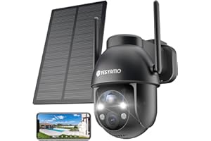 YESYAMO 2K Cámara Vigilancia WiFi Exterior Solar con Batería 15000mAh, Panel Solar, 2.4GHz Wi-Fi Cámara Exterior Solar IP66, 360° PTZ, Visión Nocturna Color, Audio Bidireccional, PIR Sirena, Negra