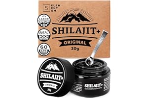 ‎5 ELEMENTUM Shilajit Original Himalaya Hochdosiert – 85% Fulvinsäure - 30g Premium Pure Shilajit Hochdosiert Aus Himalya Handernte Inkl. 500mg Dosierlöffel