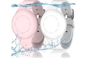 R-fun Vattentäta för Air Tag-armband för barn [2-pack] kompatibel med Air Tag Finders med mjuk silikon, anti-förlorad GPS-artikel Finders Fodral för barn, vit