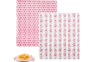 Bekecidi Greaseproof Paper Sheets, Rose Heart Sweet Wrappers Wax Papers Sheets, Waterproof Food Grade Wrap Paper for Sweets Cakes Sandwich Picnic (100 Sheets)