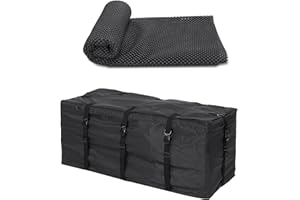 Gereton Waterproof Hitch Mount Cargo Carrier Bag 47''L X 20''W X 20''H (11Cu Ft) Roof Top Cargo Bag Large Capacity Oxford Cloth Luggage Storage Bag for Any Car, Truck, SUV, Vans, 600D Bag+ Mat