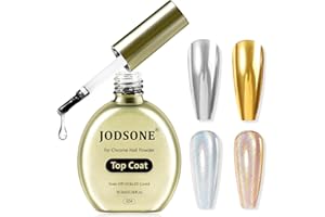 ‎JODSONE JODSONE Top Coat für Chrome Nail Powder - 16,5 ml No Wipe Gel Top Coat zum Reiben von Spiegel-/Chrom-Nagelpudern, glattes Finish, hoher Glanz, U V/LED-Härtung erforderlich